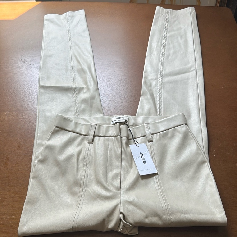 NWT Jason Wu Vegan Faux Leather Pants Split Hem Size S